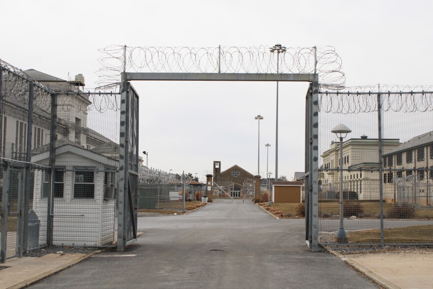 This entrance at Rockview is "Gate 6." The chapel is straight ahead in the center and the D Building is on the left, which is the iconic building drivers can see as they drive by on Route 26.