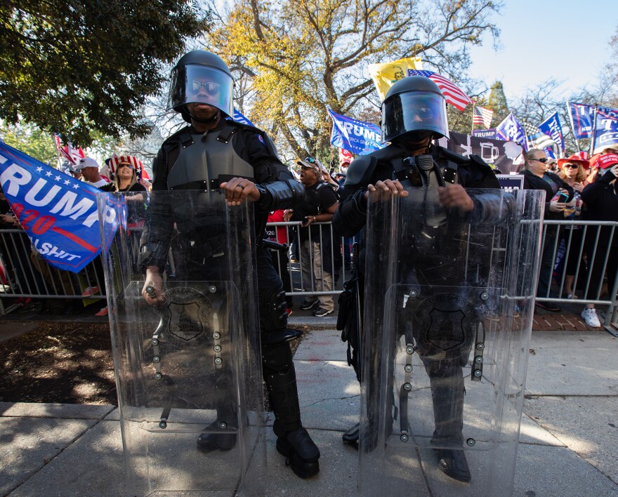 Police and authorities were monitoring the protests