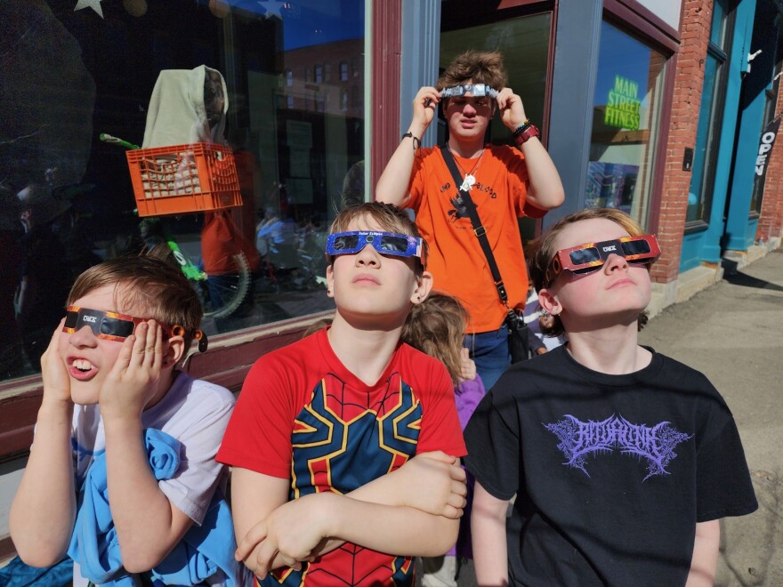 The Adams family watches the eclipse in Houlton Maine, on April 8, 2024.