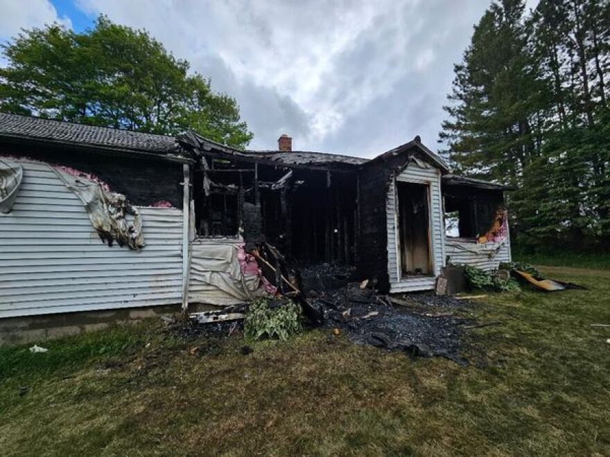 Aftermath of a fire in the Merrill area