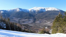 View of Mount Washington while skiing down Wildcat. Dan Tuohy photo for NHPR.org.