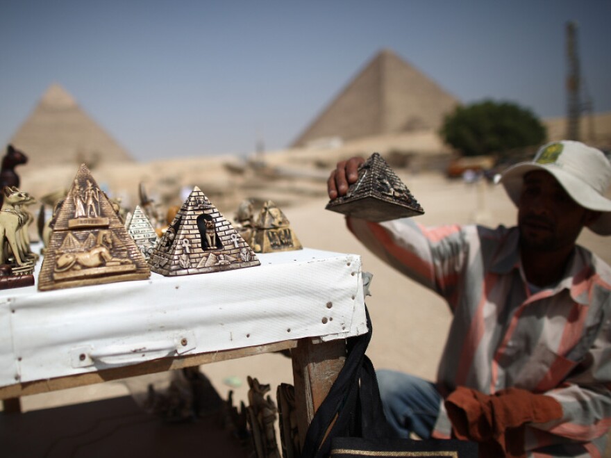 A street vendor prepares his wares at the Pyramids in Giza, Egypt, on May 28.