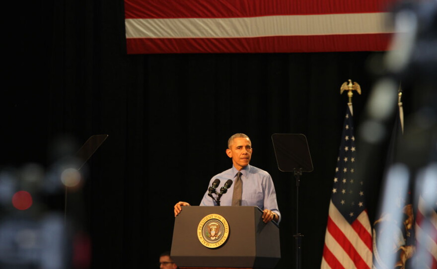 President Obama speaking in Flint, Michigan on May 4, 2016.