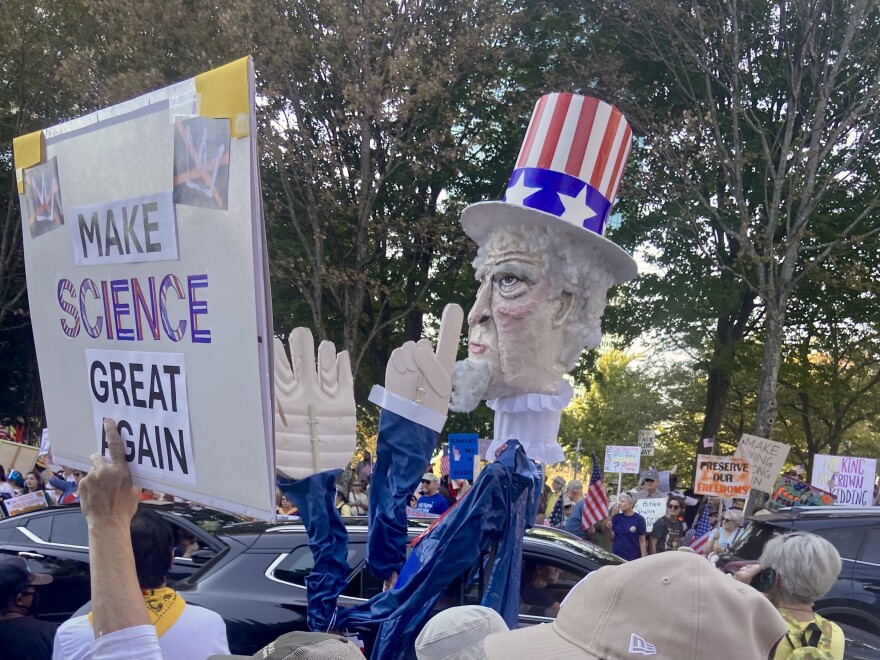 Uncle Sam character at the Winston-Salem No Kings Event