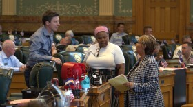 Rep. William Lindstedt, Rep. Jennifer Bacon, and House Majority Leader Monica Duran, all Democrats, on the House floor during Special Session on Aug. 24, 2025. A Democratic vacancy committee has selected Rep. Lindstedt to serve out the term of late state Senator Faith Winter.