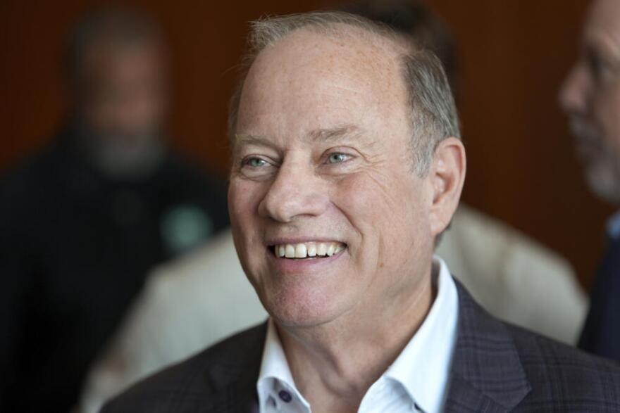 Detroit Mayor Mike Duggan speaks to city employees in Detroit, Wednesday, Nov. 13, 2024. (Paul Sancya/AP)