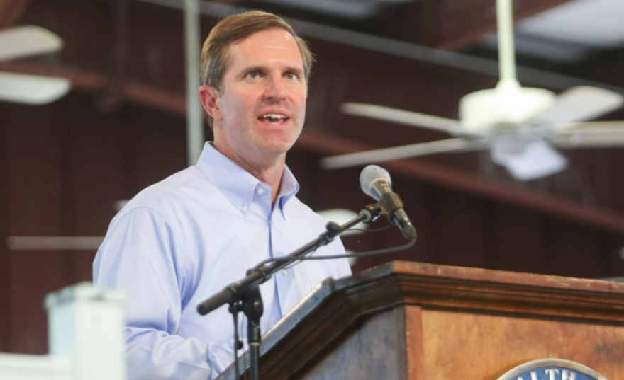 Andy Beshear at the Fancy Farm political speaking event in 2023.