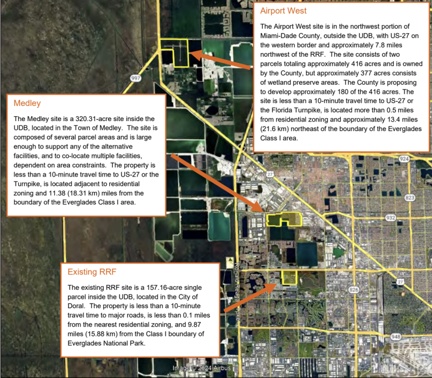 Map from county memo on where the different sites are located.