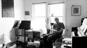 Richard Alan White, in his Milford, N.H., apartment, where he completed his opera "Hester." (Courtesy Rebecca White)