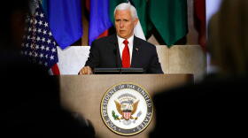 Vice President Mike Pence speaking on Venezuela in Washington on Tuesday.