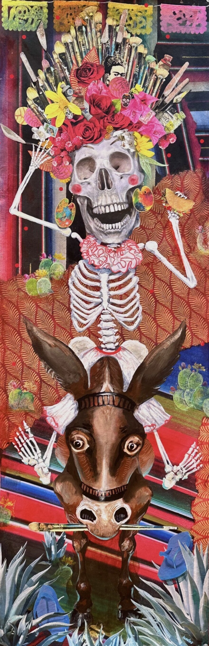 Analee Fuentes, “Self-Portrait Eating a Taco” Mixed Media Collage
