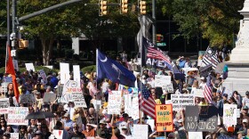Thousands protested outside of the South Carolina Statehouse on Oct. 18, 2025, during the No Kings protest, one of some 2,600 nationwide to protest President Donald Trump and what organizers call his executive overreach.