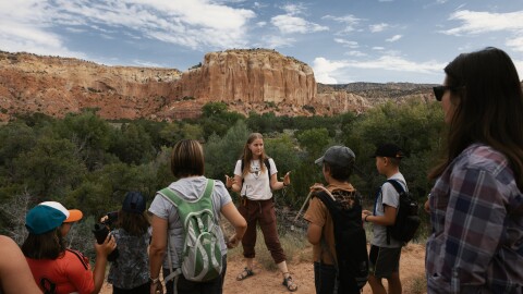 Tours are a highlight of the visitor experience at the Ghost Ranch Education & Retreat Center. Here, staff are shown giving youth an overview of the area on a recent visit.
