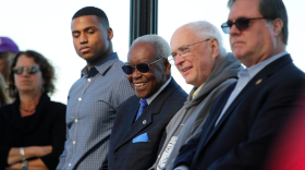 Harold Moss, center, attends an event in downtown Tacoma in 2015, marking the 50th anniversary of the “Bloody Sunday” march in Selma, Alabama. Moss died Monday, Sept. 21, 2020, at the age of 90.