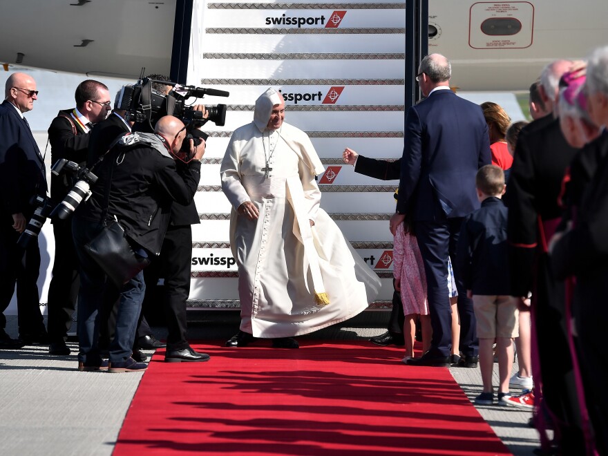 Pope Francis arrived at Dublin Airport on Saturday, the first visit by a Pope since John Paul II's in 1979. He is expected to have private meetings with victims of sexual abuse by Catholic clergy.