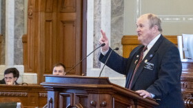 Rep. Clarke Sanders, R-Salina, won't appear on the November ballot after the Kansas secretary of state granted his request to withdraw. He is the second Republican nominee to step aside from the general election due to health issues. GOP nominee Cody Ward withdrew in the 110th District of the Kansas House. This is a March 19, 2025, image of Sanders speaking on the Kansas House floor.