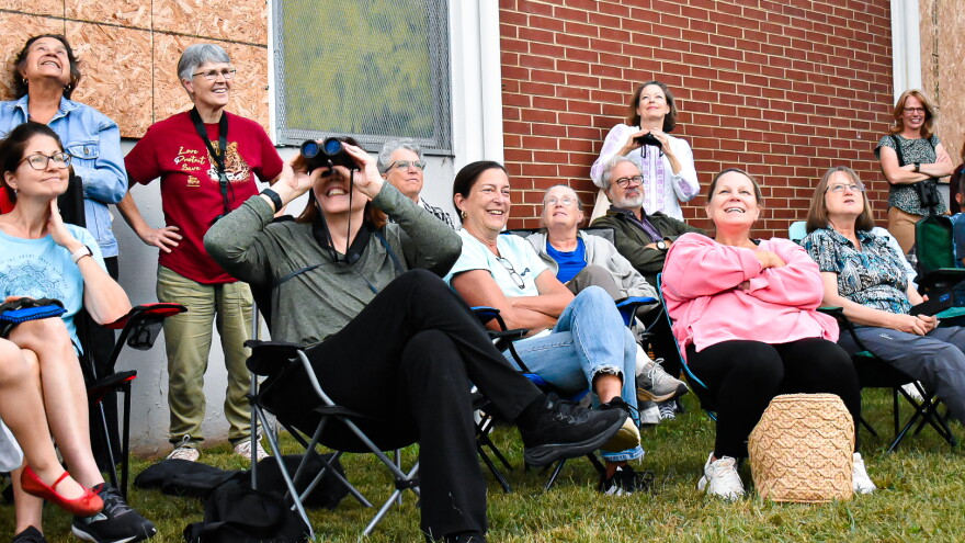 Charlotte locals gather to watch chimney swifts swarm into the abandoned chimney on Tyvola Road.