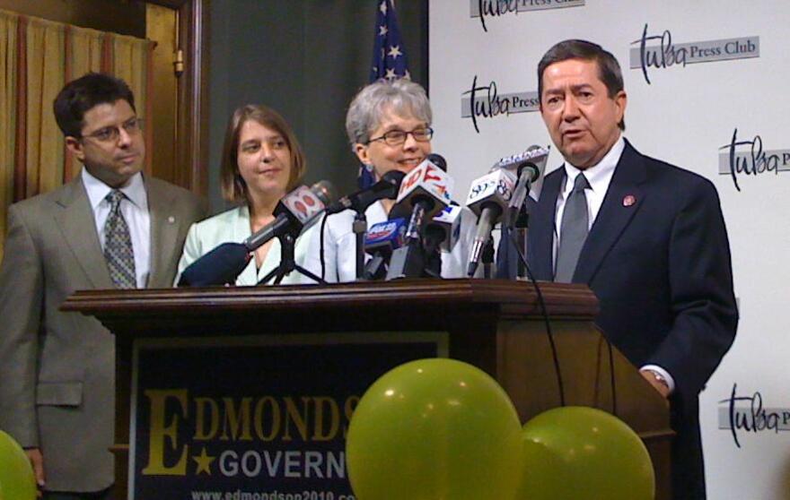 Drew Edmondson and family at Tulsa Press Club, where he announced he is running for Governor