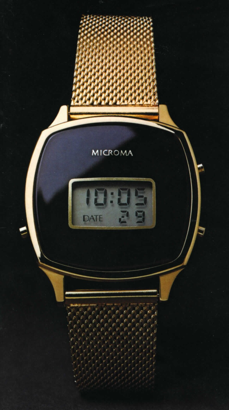 A Microma model, circa 1978. Intel's early Microma watches retailed for around $300, but prices fell significantly as the market for LCD watches grew.