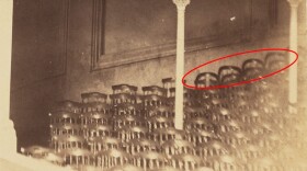 A chair in the audience section of Ford's Theatre, from the night of Lincoln's assassination, is now in the hands of the the Abraham Lincoln Presidential Library and Museum.  