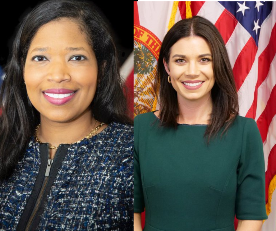 New AHCA Secretary Shevaun Harris (L) and new DCF Secretary Taylor Hatch (R).