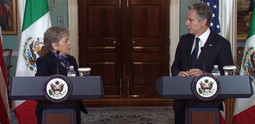 U.S. Secretary of State Antony Blinken with Mexico's Foreign Minister Alicia Barcena Ibarra