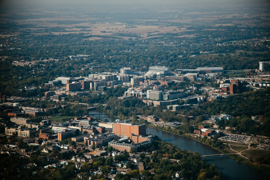 An aerial view of Iowa City