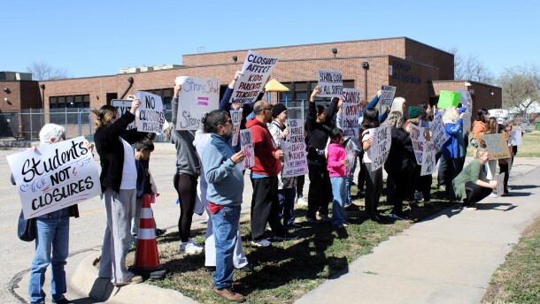 Several Wichita community members gathered on Saturday at Woodland Elementary School to protest its planned closure. The Wichita Board of Education will vote on Monday on a proposed timeline to close Woodland, L'Ouverture, OK and Pleasant Valley elementary schools as soon as next spring.