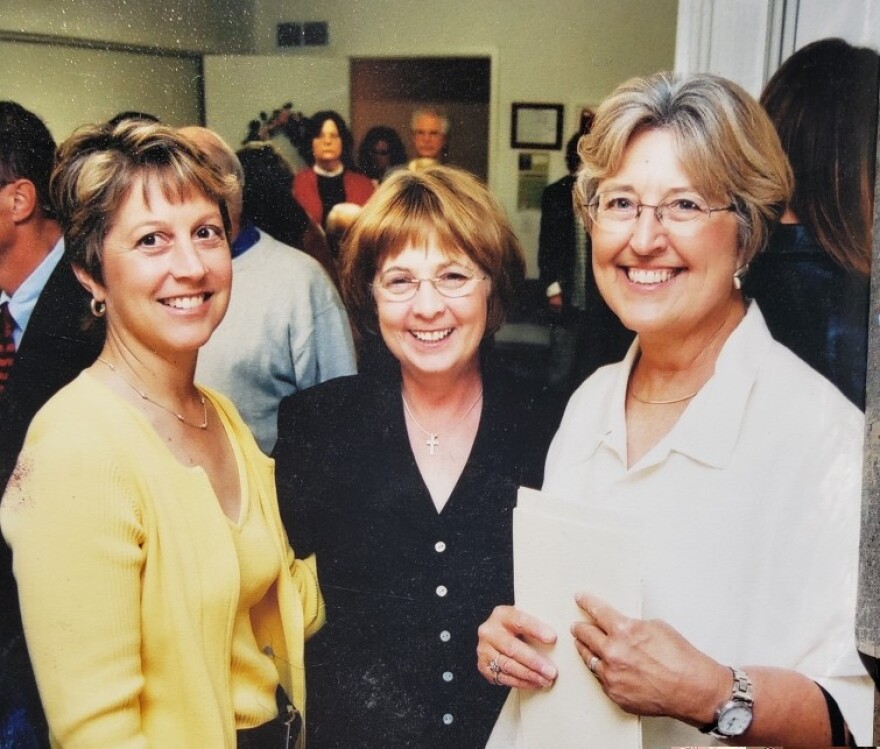 Artists Peggy Cook (left) and Marcia Streepy, and Cook's mother Suzy Roper in the 1990s.