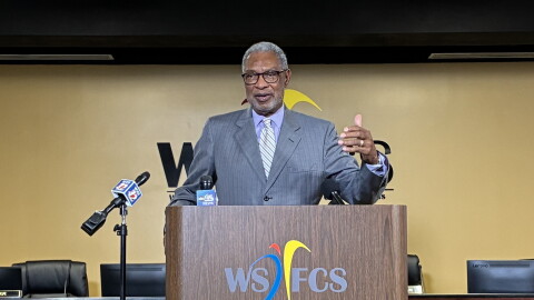 On his first day in the role, WS/FCS Interim Superintendent Randy Bridges held a press conference on Oct. 1, 2026.