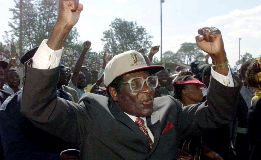 Zimbabwe President Robert Mugabe in Zimbabwe in 2000, on the eve of the country's national elections.