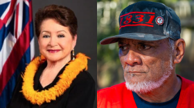 Incumbent Maui Office of Hawaiian Affairs' Board of Trustees Carmen Hulu Lindsey, left, and Ke‘eaumoku Kapu, right. Kapu is challenging Lindsey for her seat in this election.