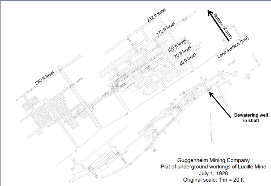 A diagram of the Lucille Mine.