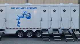 The Catholic Action Center's "Dignity Station" offers homeless people a chance to take a shower and wash and dry their clothes.