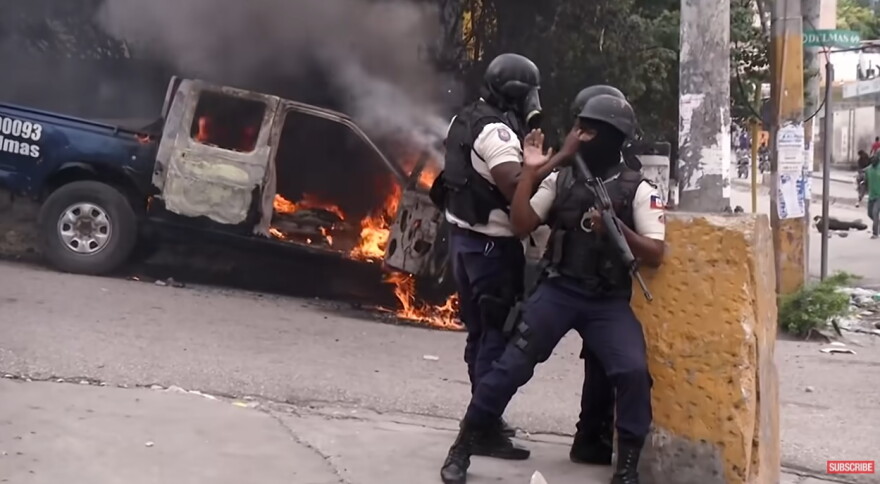 A Haiti street after a gang battle