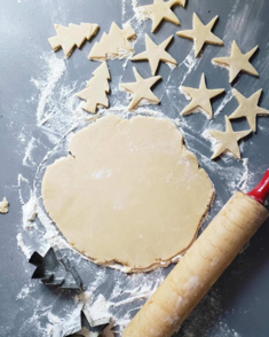 Cookie dough rolled out and cut into stars