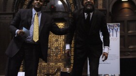Princeton professor Cornel West (right) and talk show host Tavis Smiley on Oct. 9.
