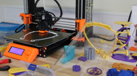 Printing a hospital face shield at UAlbany's "Maker Space" in Draper Hall. 