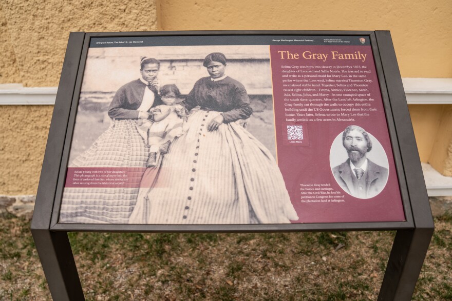 An informational sign about the Gray family at Arlington House.