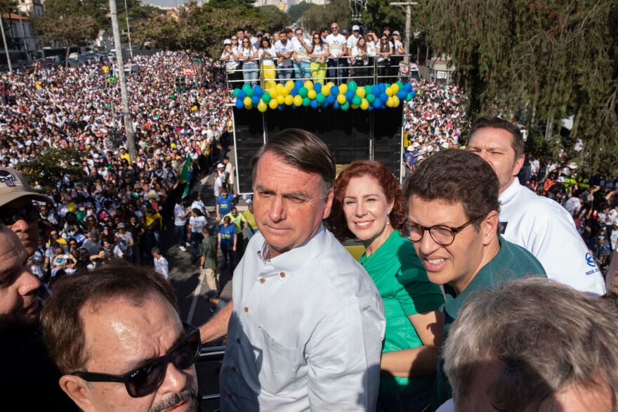 Brazilian President Jair Bolsonaro attends the 30th edition of the "March for Jesus" to celebrate Corpus Christi, an event that gathers a wide range of evangelical congregations, in São Paulo, Brazil, on July 9.