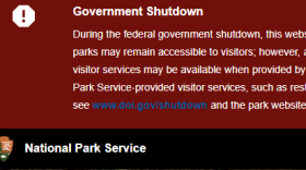 A screenshot of the warning seen on Mammoth Cave National Park's website during the ongoing partial government shutdown on January 3, 2019. 