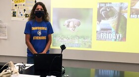 Crawfordsville science teacher Jenny Veatch says it was difficult adjusting her teaching style when students returned to school, but took precautions so she could stay in the classroom.
