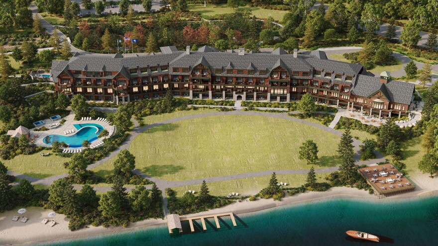 An artistic rendering of the 114-acre resort, perched on the western bank of Lake Winnisquam.