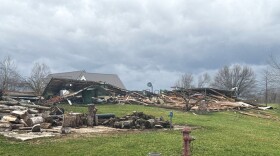 Rural building damage in Pike County from the March 15 EF-1 tornado.