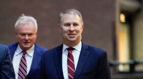 Former Ohio Republican Party Chairman Matt Borges walks toward Potter Stewart U.S. Courthouse with his attorneys on Jan. 20, 2023, in Cincinnati, Ohio. Borges and former state House Speaker Larry Householder were convicted Thursday, March 9, 2023, in a $60 million bribery scheme that federal prosecutors have called the largest corruption case in state history.