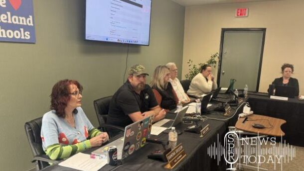 Lakeland School District trustees at a board meeting on Wednesday, April 15, 2026.