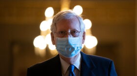 Senate Majority Leader Mitch McConnell (R-KY) leaves his office and walks to the Senate floor at the U.S. Capitol on in Washington, DC.