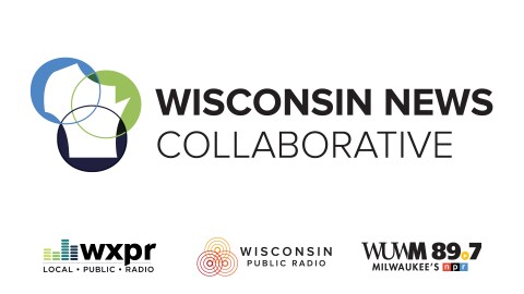 Logos for Wisconsin News Collaborative, WXPR, WPR and WUWM