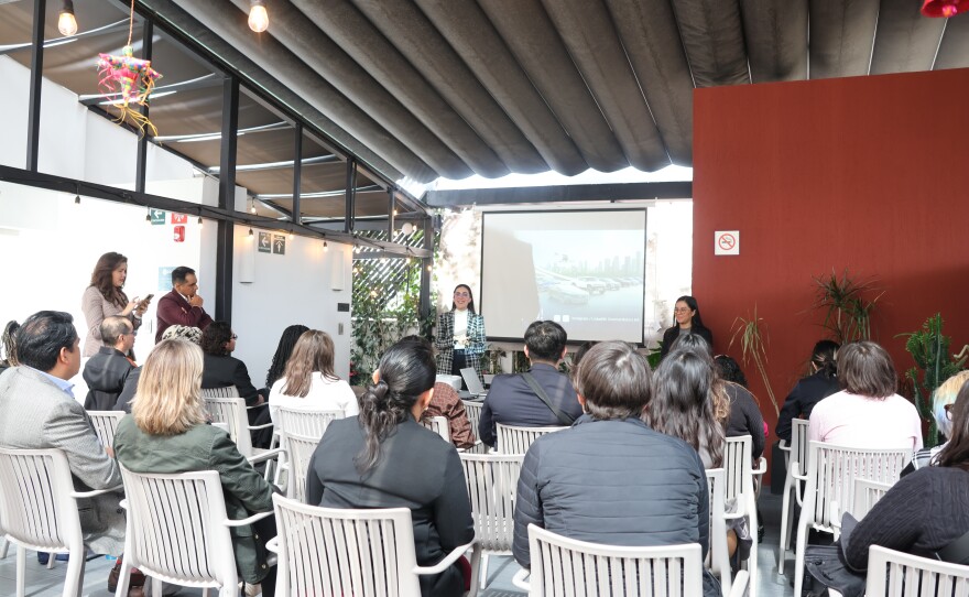 Students from the CAST Schools Network meet with representatives from General Motors de Mexico during their December 2023 trip to Mexico City.