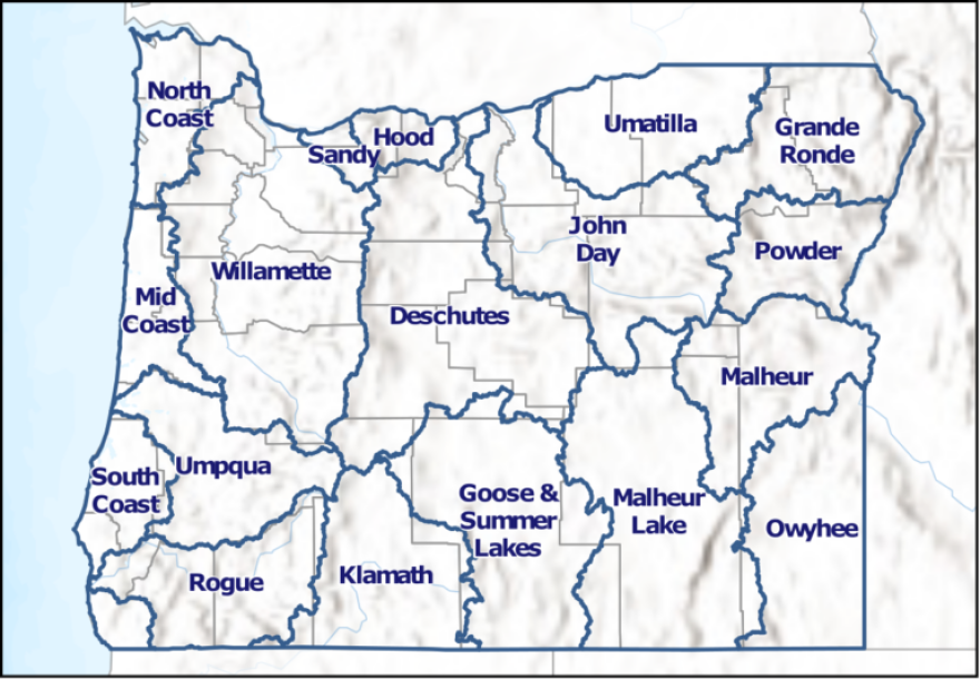 Oregon’s 20 administrative water basins.